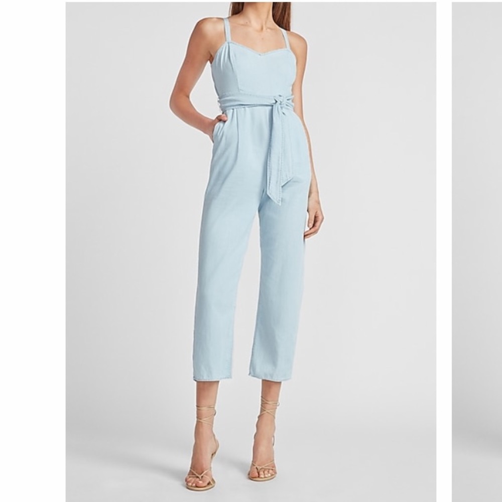 Express Linen-blend cross back culotte Jumpsuit
